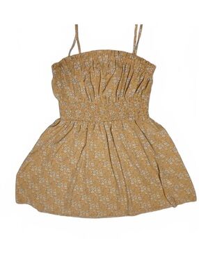 Lush Mustard Yellow Floral Smocked Mini Dress with Spaghetti Straps